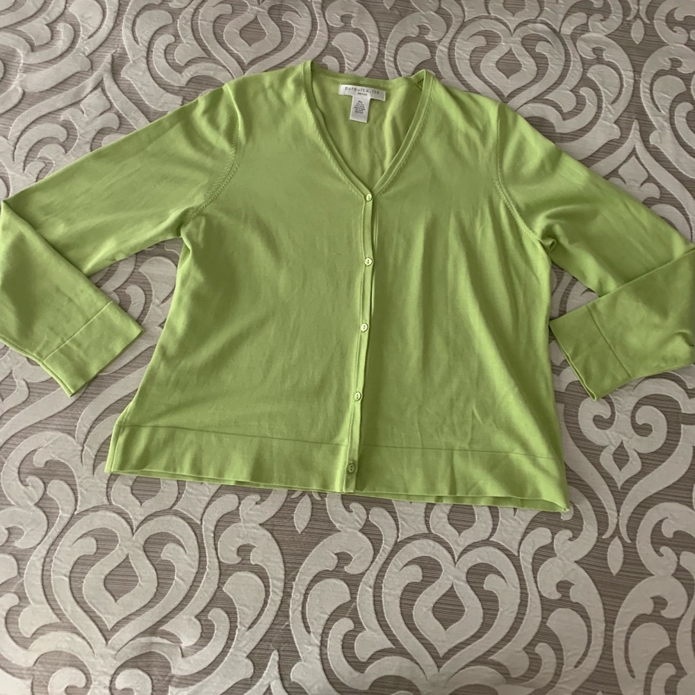 Light green cardigan sweater